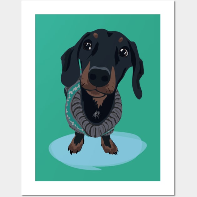 Dapper Dachshund Wall Art by laurareid.artist